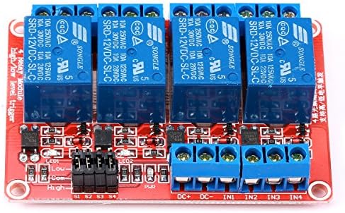 GEREE 4-Channel Relay Module DC 12V with Optocoupler H/L Level Trigger for Arduino