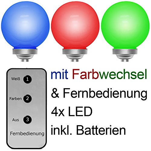 LED Solarkugeln mit Farbwechsel + Fernbedienung Ø 30cm 4 lichtstarke LEDs LED Solarleuchte Gartenkugel Leuchtkugel - 2