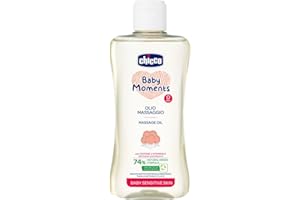 Chicco Baby Moments Massage Oil, Made from 93% Natural Ingredients, Dermatologically tested, Safe for Sensitive Skin, 100% Recycled Plastic, 200ml