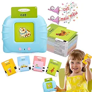 Talking Flash Cards Learning Toys for 2 Year Old Boys Girls | Flash Cards for Kids | Educational Brain-Cards Toys for Kids | Montessori Toys and Birthday Gift for Kids | Educational Toys (Blue Color)