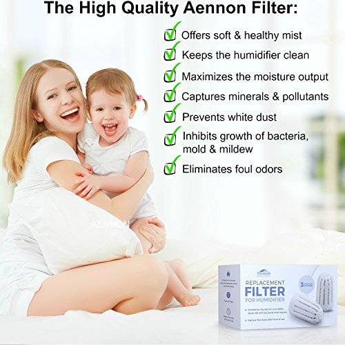 3 Ersatzfilter für Aennon Cool Mist Ultrasonic Luftbefeuchter – Auch für einige andere Marken einsetzbar (3er Packung Luftbefeuchter Filter) - 2