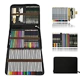 Professionnel Colore Crayons de Dessin Art Set - Malette dessin Inclus pastel, aquarelle, Charbon de bois,métallique crayons de couleur et materiel dessin,Idéal Cadeaux pour Adulte Enfant