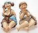 Produktbild Schick-Design 2 Badenixen sitzend 8 cm im Bikini und Badeanzug Mädchen Rubensfrau mollige Dame Dicke Frau Badezimmer Figur Badenixe Strand maritim