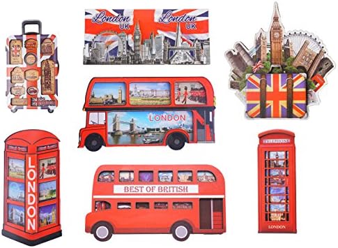 London Skyline Design Wooden & Plastic Fridge Magnets Set of 7 ( Shoponica )