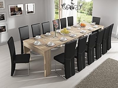 Comfort Home innovation - Table de Salle à Manger extensible jusqu’à 301 cm, Chêne Clair, Dimensions fermée : 90x49x75 cm de hauteur.