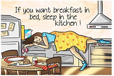 Handmade Wooden Joy Funny little gift for a girl friend food lover. REFRIGERATOR MAGNETS FRIDGE MAGNETS. If you want breakfast in bed, sleep in the kichen