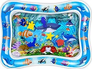 PLUSPOINT Tummy time Water Play mat Baby and Toddlers Perfect Fun time Play Inflatable Water mat,Activity Center Your Babys Stimulation Growth with Floating Toys (Water Bed mat)