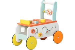 Labebe Lauflernhilfe für Babys, Spaziergänger, Einkaufswagen, Kinderwagen, Lauflernhilfe für Mädchen, Jungen, Lauflernhilfe, orangefarbener Fuchs, Räder, Holzspielzeug, Lauflernhilfe für 1 Jahre und