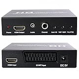 XCSOURCE 1080P Péritel HDMI vers HDMI Vidéo Convertisseur Adaptateur Box 3.5mm Coaxial Signal de Format 480I(NTSC)/576I(PAL) vers Signal HDMI Output 720P/1080 AH35