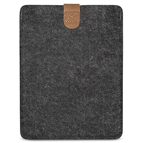 KANVASA iPad Pro 9.7 / iPad / iPad Air 2 Filztasche „Woods“ – Edle Leder Filz Hülle Grau Braun – Vintage Tasche Case Sleeve Ledertasche für Apple iPad Pro 9.7 Zoll – Wollfilz & Echtleder Schutzhülle - 2