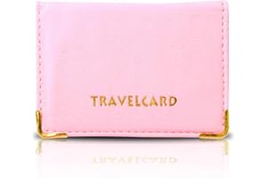 AKH® Genuine Leather Oyster Travel Card Bus Pass Rail Card Holder Wallet Cover Case UK (Light Pink)