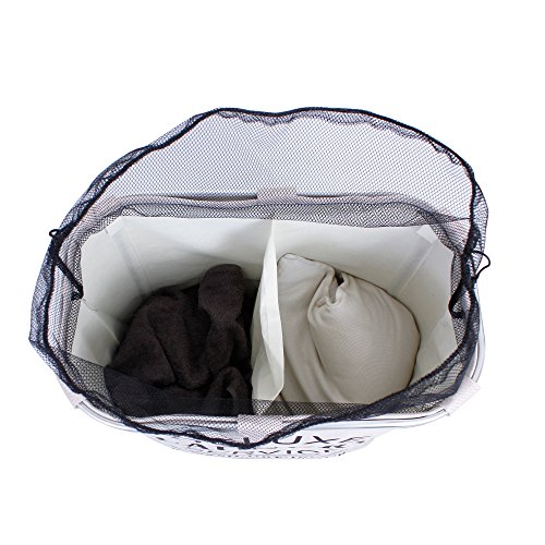 Wäschekörbe, Wäschesammler, Wäschebehälter DeLuxe Trendy, rechteckig, Gewebelook, mit 2 Fächern zur separaten Wäschesammlung. Mit Aluminiumrand und Verschlussgaze. Maße ca. 53 x 31 x 57 cm (L x B x H) (Beige) - 2