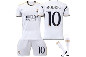 ENIXWH Maglia da calcio per bambini 23 – 24 Madrid 5 7 10 Modric Maglia con pantaloncini per tifosi di calcio per ragazzi adulti