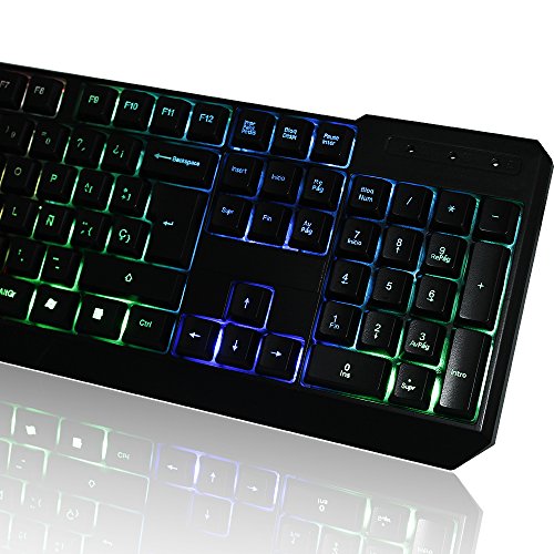       KLIM Chroma - Teclado Gaming en ESPA  OL - USB - Alto rendimiento - Teclado Retroiluminado para Juegos - PC PS4 Windows Mac - Nueva 2018 Versi  n