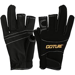 Goture impermeable antideslizante guantes de pesca transpirable desgaste al aire libre deporte guantes de protección solar para pesca caza ciclismo, color Black 3 Cut Finger, tamaño extra-large