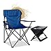 Produktbild Relaxdays Campingstuhl, Rückenlehne, Armlehnen, Getränkehalter, Polster, Tragetasche, H x B x T: 80 x 79 x 50 cm, blau