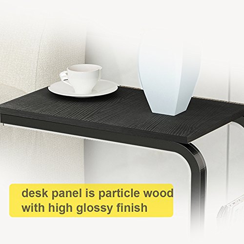 Soges Beistell-Tisch 51 x 30 x 56 cm Laptoptisch Notebookständer mit Rollen zum Bremsen für Notebook, Schwarz - 4
