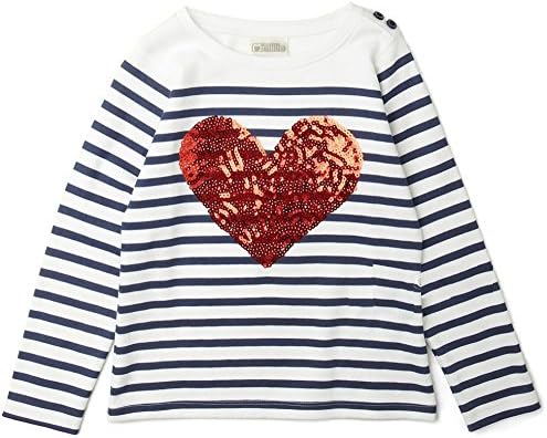 K Collection Girls Ex Store Striped Heart Sequin Cotton Top Ages 2-10 Years Jumper Party (10 Years)
