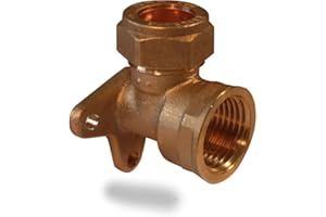 NPH PLUMBING & HEATING NPH Compression Wall Plate Elbow, 15 mm X 1/2" - Brass