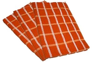 TOWELSDIRECT Portland Luxury Waffle Egyptian Tea Towel [3 PACK] 50x70cm Orange/White
