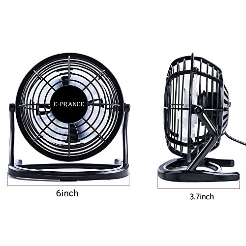 E-PRANCE USB Ventilator Mini Tischventilator leise, 360° Drehbar, optimal für Schreibtisch WEEE Zertifizierung (Schwarz 2) - 2