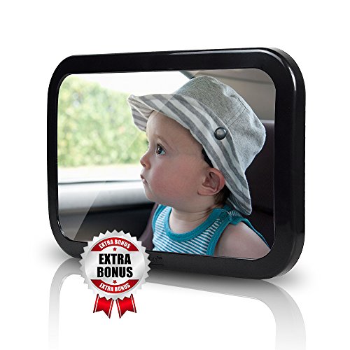 Innoo Tech Baby Car Mirror - Back Seat Mirror - Wide Clear View Angle - Easily See Your Kid in Rear Facing - Shatterproof Tested - Baby In Car Sign and Cleaning Cloth Included - Lifetime Warranty ...