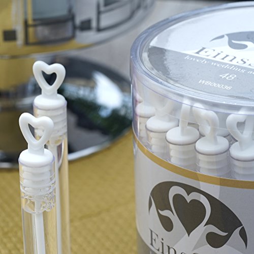 72x WEDDING BUBBLES Seifenblasen HOCHZEIT EinsSein® Herzgläschen weiss | Unverzichtbar für perfekte Hochzeitsfotos | Party Goldene Hochzeitstorte Geburtstag Feier Herz Gastgeschenke - 4