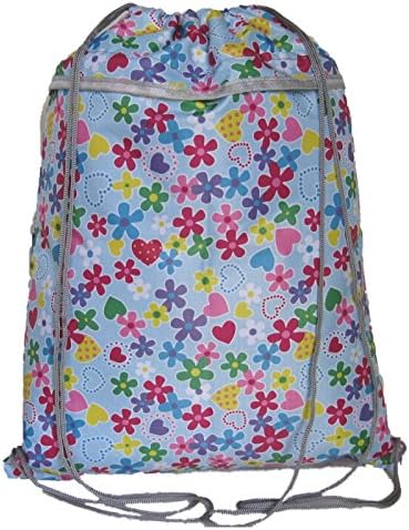 Pretty Drawstring Shoe Bag (multicolour hearts On Pale Blue)