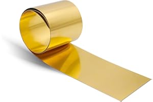 Uxney Lámina de latón, placa de latón, láminas de latón doradas Rollo de lámina de latón de 1000 mm x 100 mm x 0,3 mm para manualidades, reparaciones eléctricas y proyectos de bricolaje.