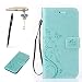 Produktbild Samsung Galaxy J5 ( 2016 ) Hülle, Samsung Galaxy J5 ( 2016 ) Schutzhülle, Alfort 3 in 1 Lederhülle Fashion Design Premium PU Leder Hohe Qualität Tasche Case Cover Kasten Abdeckung Wallet für Samsung Galaxy J5 ( 2016 ) SM-J510F 5.2" Smartphone Funktion Standfunktion Unterstützte Telefone und Magnetverschluss mit Schmetterling ( Grün ) + Alfort Schwarz Stylus Pen + Netter Staub Stecker