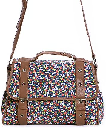 Finchley Flower Print Canvas Shoulder Bag - Petrol