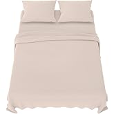 Dreamzie - Bed Sheet Set 180x200 cm - Brushed Microfiber - Beige | Bed Linen 4 Pieces &middot; Fitted Sheet 180x200 &middot; Top Sheet 270x
