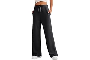 Yunmlep Jogginghose Damen Baumwolle Freizeithose High Waist Trainingshose Sporthose Lang Bequem Hose Weites Bein mit Taschen