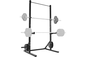 ISE Rack Musculación, Jaula Musculacion, estructura de acero estable, Rack Sentadillas ajustable para entrenamiento de fuerza de 23 posiciones, Power Rack con maquina dominadas en casa