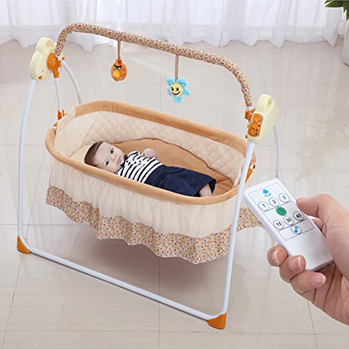 Preisvergleich Produktbild Multifuntion elektrische Babyschaukel Babybett Automatische Baby Wiege MP3-Player Fermbedinung Batterie und USB Schnittstelle und USB Ladungkabel (ohne Externer Akku)