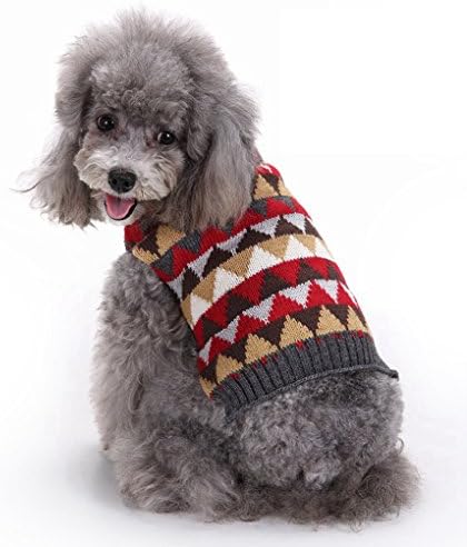 Petcircle Dog Sweaters Autumn/Winter Warm Dog Clothes Geometric Pattern Pet Sweaters For Small Medium Large Dog gray XXS