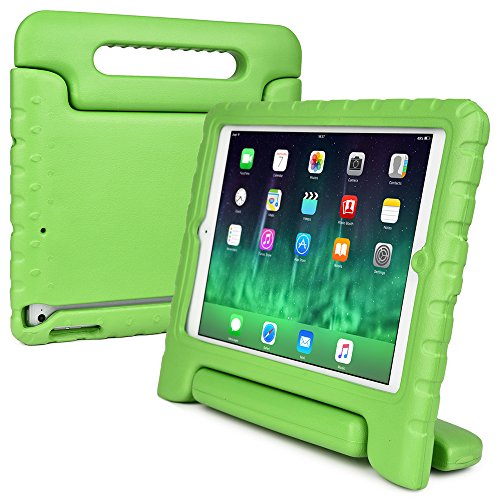 iPad Mini 3 2 1 hülle fur kinder, COOPER DYNAMO Beanspruchbare, strapazeirfähige, robuste, gepolsterte Hartschalenhülle mit integriertem Griff, Standfunktion & durchsichtigem Displaysschutz (Grün)