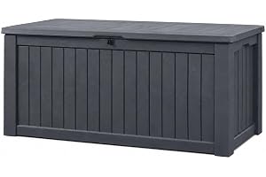 Koll Living Förvaringsbox/kuddlåda 570 liter l 100 % vattentät l med ventilation, vilket gör att ingen dålig lukt/mögel l modern träimitation, l lock, kan belastas upp till 250 kg (2 personer