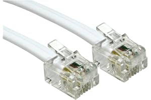 CONSOLETRONIC 5m ADSL Cable RJ11 Modem Router Cable - Premium Quality/Gold Plated Contact Pins/High Speed Internet Broadband/ADSL Router or Modem to RJ11 Phone Socket or Microfilter (5 Metres, White)