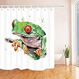 MIWANG Creatividad Artística Cortina De Ducha Rana, Baño Impermeable Anti-Moho Cortinas...