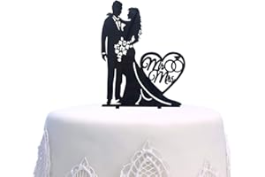 SONSMER Décoration de gâteau en acrylique Mr and Mrs pour gâteau de mariage