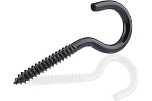 MOGADEE Schraubhaken M6x80mm Schwarz, 10 Stück Deckenhaken Edelstahl, Schwer Hakenschraube Groß, Haken zum Schrauben, Geeignet für Hängematten, Markisen, Hängesessel, Schaukelstühle, Festkabel, Blumenampel