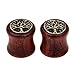 Produktbild Piercing Schmuck, Ohr Tunnel Flesh Plug,Ohrstecker Set, Rund, Holz, Ohr Dehnstabr Taper Stecker Expander, 8-20mm, 1 Paar, Baum des Leben Muster - 10mm