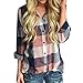 Produktbild VJGOAL Damen Bluse, Damen Mode lässig Passenden Farbe herbstlichen Langarm-Taste lose Kariertes Hemd Bluse Top T-Shirt (Orange , 42)