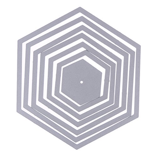 Amazingdeal365 7 PCS Hexagon Form Schablonen Schneiden DIY Dekor Sammelalbum Karten Buchzeichen Lesezeichen als Geschenk für Freunde Geburtstag Kinder,Kindergarten Hobby Schule Handarbeit Unterricht usw. Ein tolles Geschenk! - 5