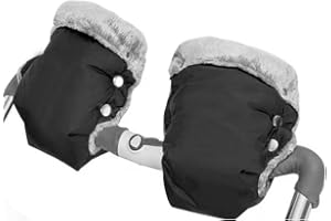 MRTWDK Kinderwagen Handwärmer Kinderwagen Muff Handwärmer Kinderwagen Handschuhe Handmuff mit Warm Fleece, Winter Kinderwagenmuff Wasserfest Winddicht, Universalgröße für Buggy Radanhänger (Schwarz)