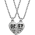 M Men Style Broken Heart Best Friends Forever With Ball Connector Black And Silver Zinc Metal Pendant Necklace Chain For Men And Women SPn2022403