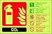 Produktbild vsafety 11016 al-g Feuerlöscher Schild, CO2 ID, Glow in the Dark 1 mm Kunststoff, Landschaft, 150 mm x 100 mm, schwarz/grün/rot