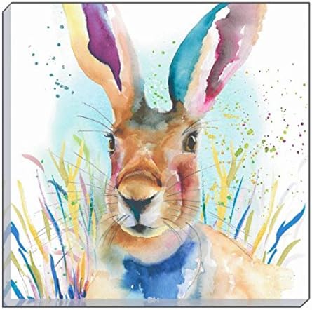 ARTISTIC ANIMALS COLOURFUL PORTRAIT HARE EVANS LICHFIELD CANVAS WALL ART PICTURE 40CM