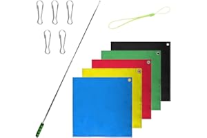 Laroal 5 Pezzi Bandiere per addestramento Cavalli con Asta telescopica da 63 Pollici Bandiera Portatile con Clip per addestramento Cavalli Rodeo